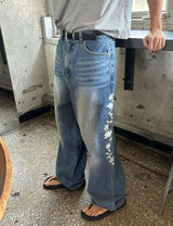 [Unisex] Real stitch semi wide denim pants