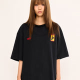 アシンメトリックベルトTシャツ - ブラック