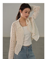 Antique Crochet Punching Long Sleeve Cardigan