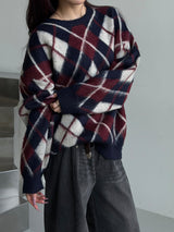 Argyle brush round knit(2color)