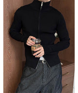 [MUSCLE FIT] Highneck warmer knit zip(3color)