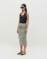 Draped Long Skirt _ BLACK