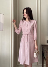 Elnis Three Quarter Tweed Flare One Piece