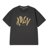 25SS ヴィンテージフローフォントピグメントショートスリーブTシャツ チャコール