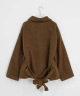 Rimlo Belt Double Button High Neck Coat