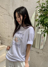 オーシャンプリンティングルーズショートスリーブtシャツ