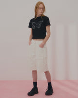 TEXT BUTTERFLY CROP TSHIRT-BLACK