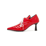 Boxing エナメルレースアップスティレットヒール(Red)