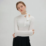 リボンカットアウトTシャツ WHITE