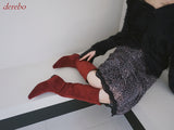 レッドスエード4cmロングブーツ