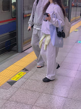 ポエティックツーウェイスウェットパンツ、メランジホワイト
