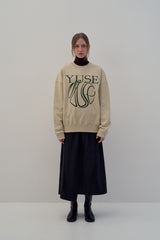 SWEATSHIRT EARTHYUSE NEEDLEWORK - CREAM
