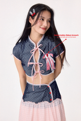 Dear Days Cheongsam Top (Navy)