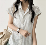 Bronze stripe roll-up short sleeve shirt