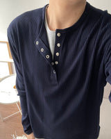 Rib Layered Henley Long Sleeve
