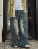 Hard Vintage Washed Cargo Denim Pants
