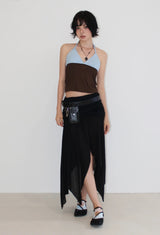 COLOR BLOCK HALTER TOP