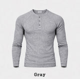 Conien Muscle Fit Henley Neck Long Sleeve T-shirt