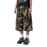 Distressed Camo Cargo Bermuda Pants - CAMO