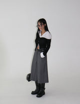 shoulder unbalanced ribbed cardigan