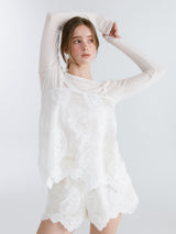 PAISLEY SEE-THROUGH SHORTS / IVORY