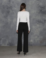 Metal Triclipse Semi Bootcut Slacks Black