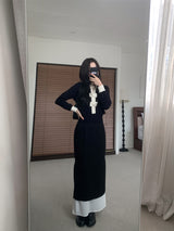 ミューズレイヤークラシックスリットコントラストロングスカート
