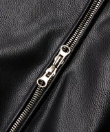 シンセティックレザーキルティングジャケット - ブラック