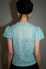 Floral Lace Puff Top (Mint)