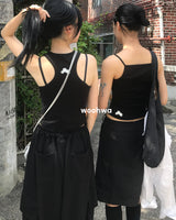 クラウドスリーブレスファ ブラック