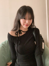 FR ワンショルダースリム長袖Tシャツ (3color)