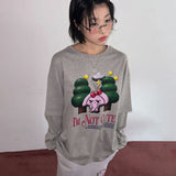 プリントレイヤードフリル長袖Tシャツ  [2 color]