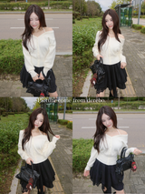 halter strap off-shoulder V-neck knitwear