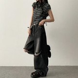 Motsu Check Side String Short Sleeve Shirt