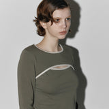 Cutout crop tee Khaki