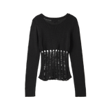 Mesh Cutout Knit - BLACK