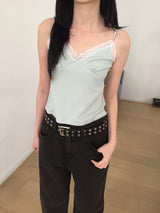 Pona Lace Shirring Sleeveless Top (3c)