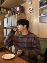 Cozy stripe brush knit