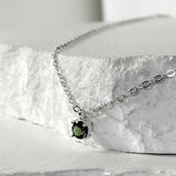 SV925-zirconia one point chain necklace_ICE EMERALD
