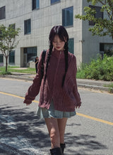 Belleun Line Dyeing Washing Knit Zip Up
