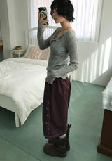 BUTTON SLIM KNIT