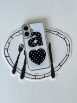 BLACK DOTTY LOVE WHITE Silver Epoxy Case