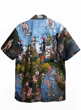 World' Print Short-Sleeves Shirt (Large+Darker Sleeves Pattern)