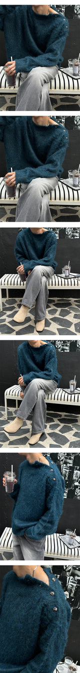[Unisex] Wool hair button knit(3color)