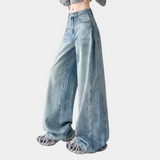ハイウエストストレートドレープワイドデニム