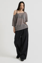 ニットワンショルダーTシャツ, Charcoal