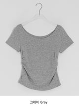 Kosel U-neck Side Shirring Short Sleeve Tee