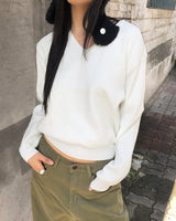 カニベーシックVネックニットトップ
