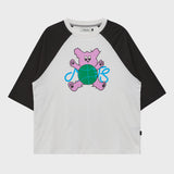 マルチーズトイラグランスリークォータースリーブTシャツ