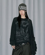 Grunge Angel Graphic Damage Knit - BLACK